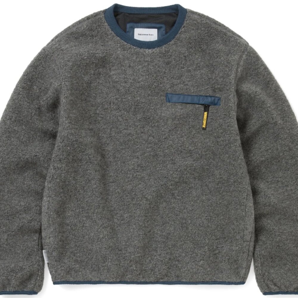 thisisneverthat GORE-TEX WINDSTOPPER Wool Fleece Crew Heather Grey (Large)